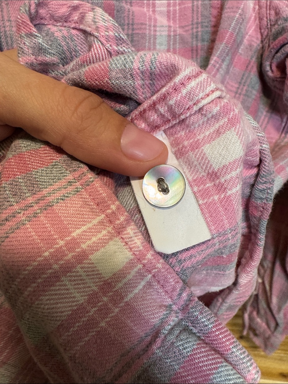 LL Bean Womens Scotch Plaid Flannel Shirt Size Small Pink Grey 0WJ26 - Picture 6 of 8